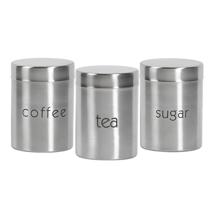 Stainless Steel Canisters 3Piece Set for Coffee, Tea & Sugar (29 oz